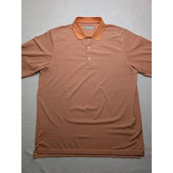 Donald Ross Mens Golf Polo Shirt - Large Orange Stripe‎ Performance ODCC 1892 - Picture 4 of 8
